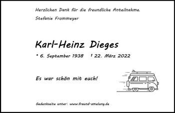 Traueranzeige von Karl-Heinz Dieges von vrm-trauer Wiesbadener Kurier