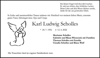 Traueranzeige von Karl Ludwig Scholles von vrm-trauer Darmstädter Echo