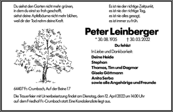 Traueranzeige von Peter Leinberger von vrm-trauer Odenwälder Echo