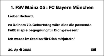 Traueranzeige von Richard  von vrm-trauer AZ Mainz
