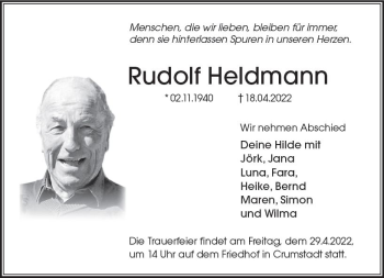 Traueranzeige von Rudolf Heldmann von vrm-trauer Darmstädter Echo