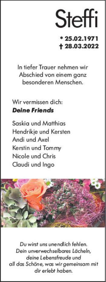 Traueranzeige von Steffi  von vrm-trauer Allgemeine  Zeitung Ingelheim-Bingen