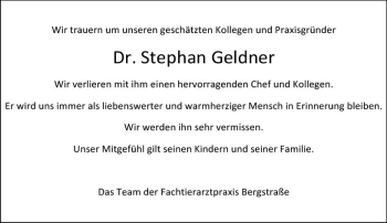 Traueranzeige von Stephan Geldner von vrm-trauer Bürstädter/Lamperth. Ztg/Starkenburger