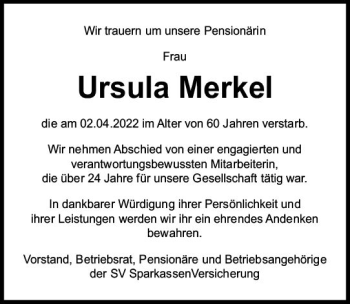 Traueranzeige von Ursula Merkel von vrm-trauer Wiesbadener Kurier