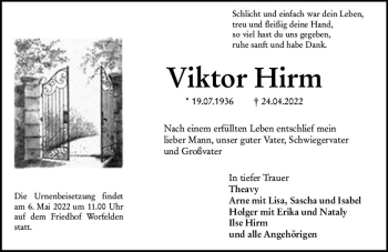 Traueranzeige von Viktor Hirm von vrm-trauer Groß-Gerauer Echo
