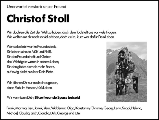 Traueranzeige von Christof Stoll von vrm-trauer Allgemeine Zeitung Alzey