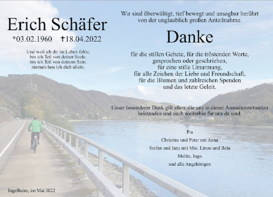 Traueranzeige von Erich Schäfer von vrm-trauer Allgemeine  Zeitung Ingelheim-Bingen