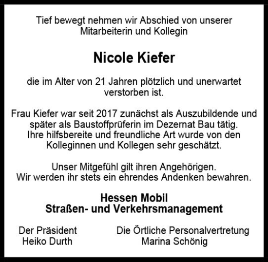 Traueranzeige von Nicole Kiefer von vrm-trauer Darmstädter Echo