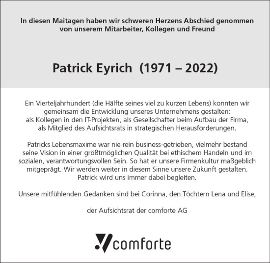 Traueranzeige von Patrick Eyrich von vrm-trauer Wiesbadener Kurier