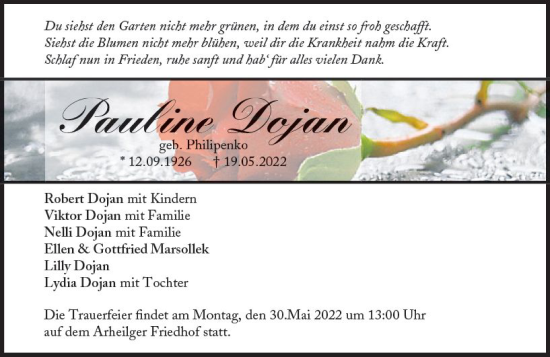 Traueranzeige von Pauline Dojan von vrm-trauer Darmstädter Echo