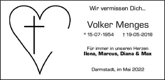 Traueranzeige von Volker Menges von vrm-trauer Darmstädter Echo