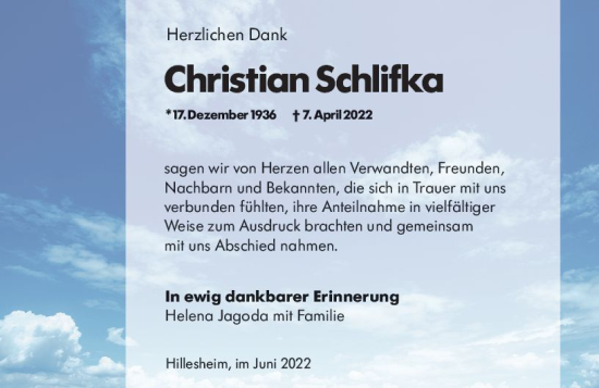 Traueranzeige von Christian Schlifka von vrm-trauer AZ Mainz