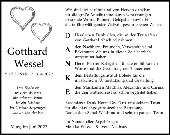 Traueranzeige von Gotthard Wessel von vrm-trauer Allgemeine Zeitung Alzey