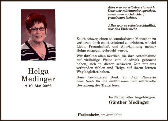 Traueranzeige von Günther Medinger von vrm-trauer Allg. Zeitung Bad Kreuznach