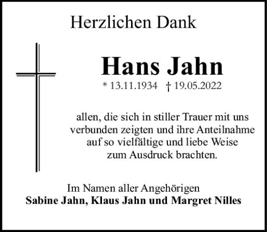 Traueranzeige von Hans Jahn von vrm-trauer Allgemeine  Zeitung Ingelheim-Bingen