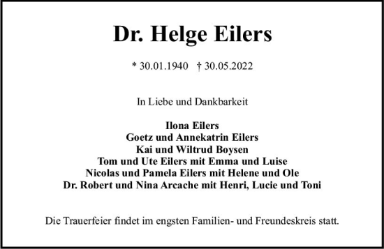 Traueranzeige von Helge Eiters von vrm-trauer Darmstädter Echo