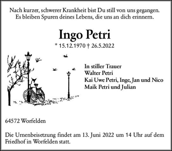 Traueranzeige von Ingo Petri von vrm-trauer Groß-Gerauer Echo