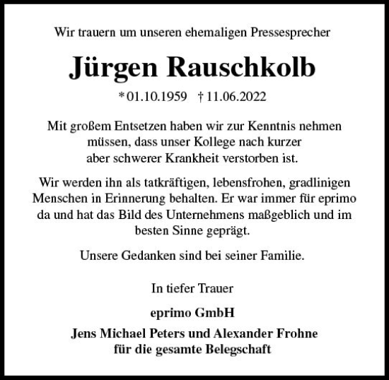 Traueranzeige von Jürgen Rauschkolb von vrm-trauer Groß-Gerauer Echo