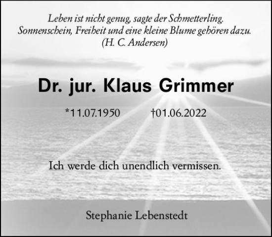 Traueranzeige von Klaus Grimmer von vrm-trauer Wiesbadener Kurier