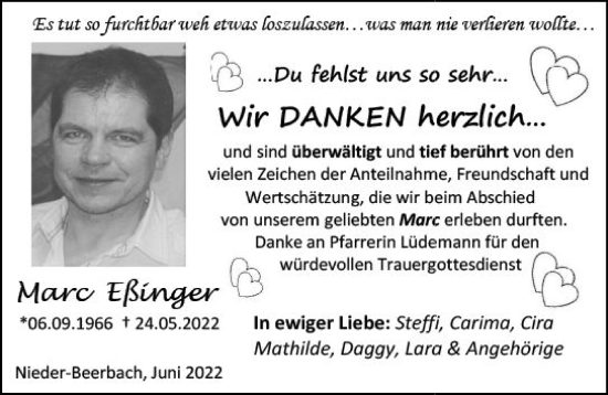 Traueranzeige von Marc Eßinger von vrm-trauer Darmstädter Echo