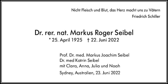 Traueranzeige von Markus Roger Seibel von vrm-trauer AZ Mainz