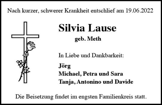 Traueranzeige von Silvia Lause von vrm-trauer Rheingau