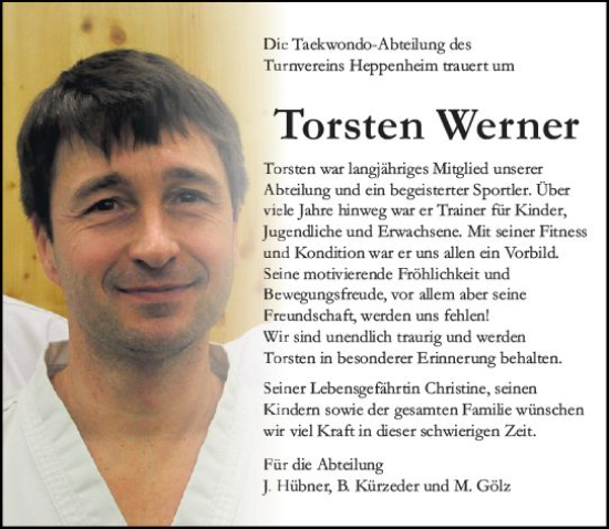 Traueranzeige von Torsten Werner von vrm-trauer Bürstädter/Lamperth. Ztg/Starkenburger