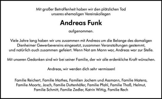 Traueranzeige von Andreas Funk von vrm-trauer AZ Mainz