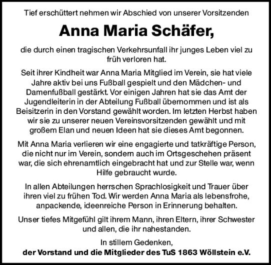 Traueranzeige von Anna Maria Schäfer von vrm-trauer Allgemeine Zeitung Alzey