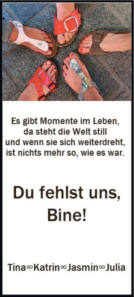Traueranzeige von Bine  von vrm-trauer DieburgerAnzeiger/Groß-Zimmerner Lokala
