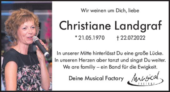 Traueranzeige von Christiane Landgraf von vrm-trauer AZ Mainz