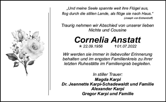 Traueranzeige von Cornelia Anstatt von vrm-trauer AZ Mainz