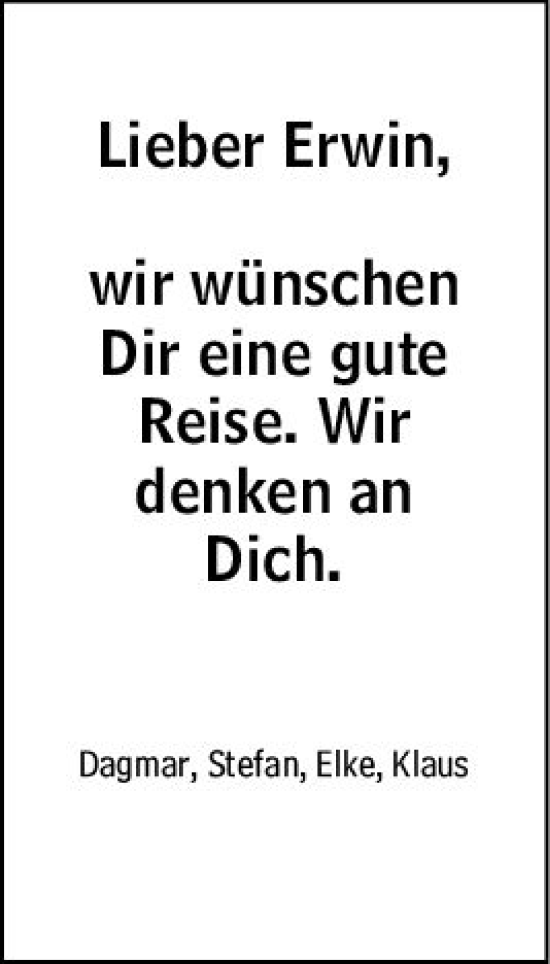Traueranzeige von Erwin  von vrm-trauer Rüsselsheimer Echo / MainSpitze