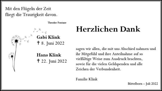 Traueranzeige von Gabi Klink von vrm-trauer Groß-Gerauer Echo