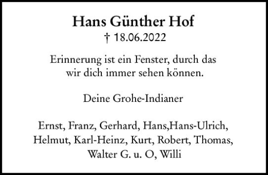 Traueranzeige von Hans Günther Hof von vrm-trauer Darmstädter Echo