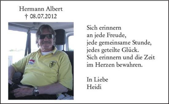 Traueranzeige von Hermann Albert von vrm-trauer AZ Mainz
