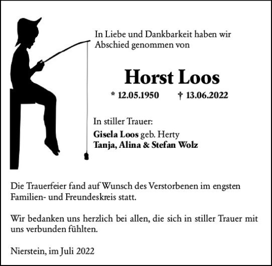 Traueranzeige von Horst Loos von vrm-trauer AZ Mainz