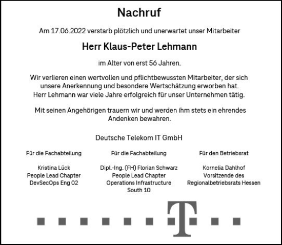 Traueranzeige von Klaus-Peter Lehmann von vrm-trauer AZ Mainz