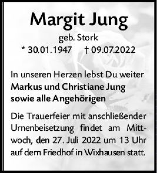 Traueranzeige von Margit Jung von vrm-trauer Darmstädter Echo