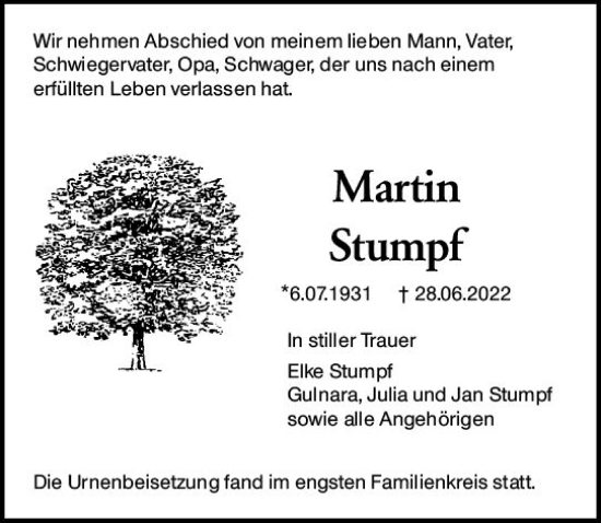 Traueranzeige von Martin Stumpf von vrm-trauer Darmstädter Echo
