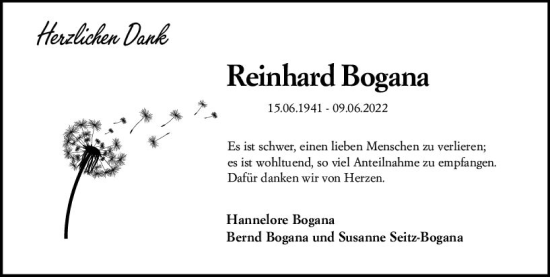 Traueranzeige von Reinhard Bogana von vrm-trauer Rüsselsheimer Echo / MainSpitze