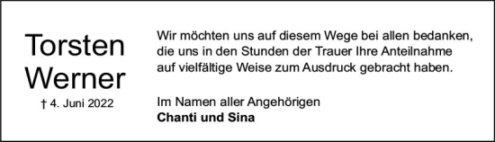 Traueranzeige von Torsten Werner von vrm-trauer Bürstädter/Lamperth. Ztg/Starkenburger