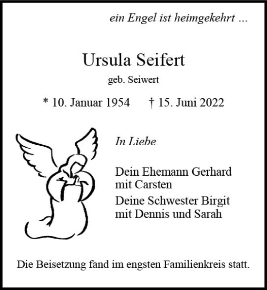 Traueranzeige von Ursula Seifert von vrm-trauer AZ Mainz