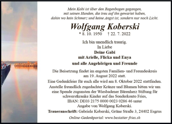 Traueranzeige von Wolfgang Koberski von vrm-trauer Wiesbadener Kurier