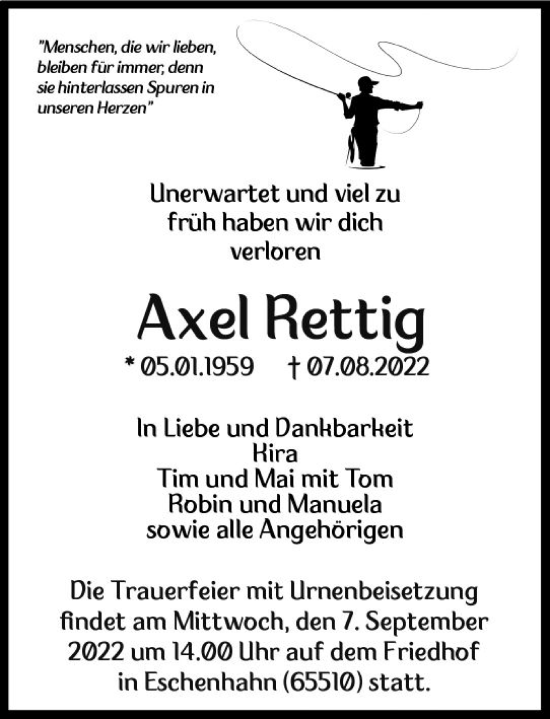 Traueranzeige von Axel fettig von vrm-trauer Idsteiner Zeitung