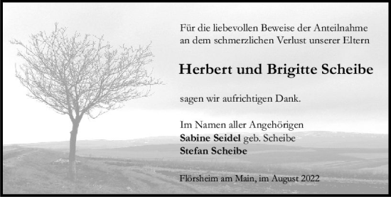 Traueranzeige von Brigitte Scheibe von vrm-trauer Rüsselsheimer Echo / MainSpitze