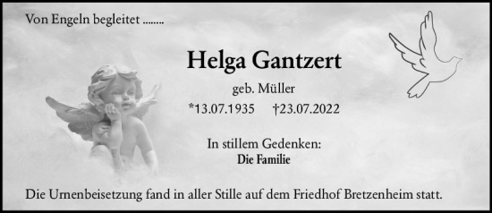 Traueranzeige von Helga Gantzert von vrm-trauer AZ Mainz