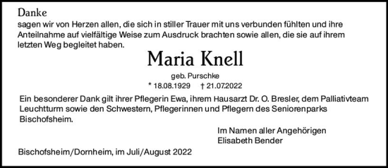 Traueranzeige von Maria Knell von vrm-trauer Groß-Gerauer Echo