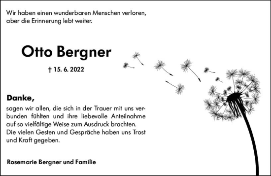 Traueranzeige von Otto Bergner von vrm-trauer Wormser Zeitung