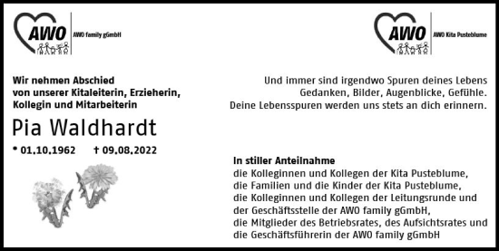 Traueranzeige von Pia Waldhardt von vrm-trauer Darmstädter Echo